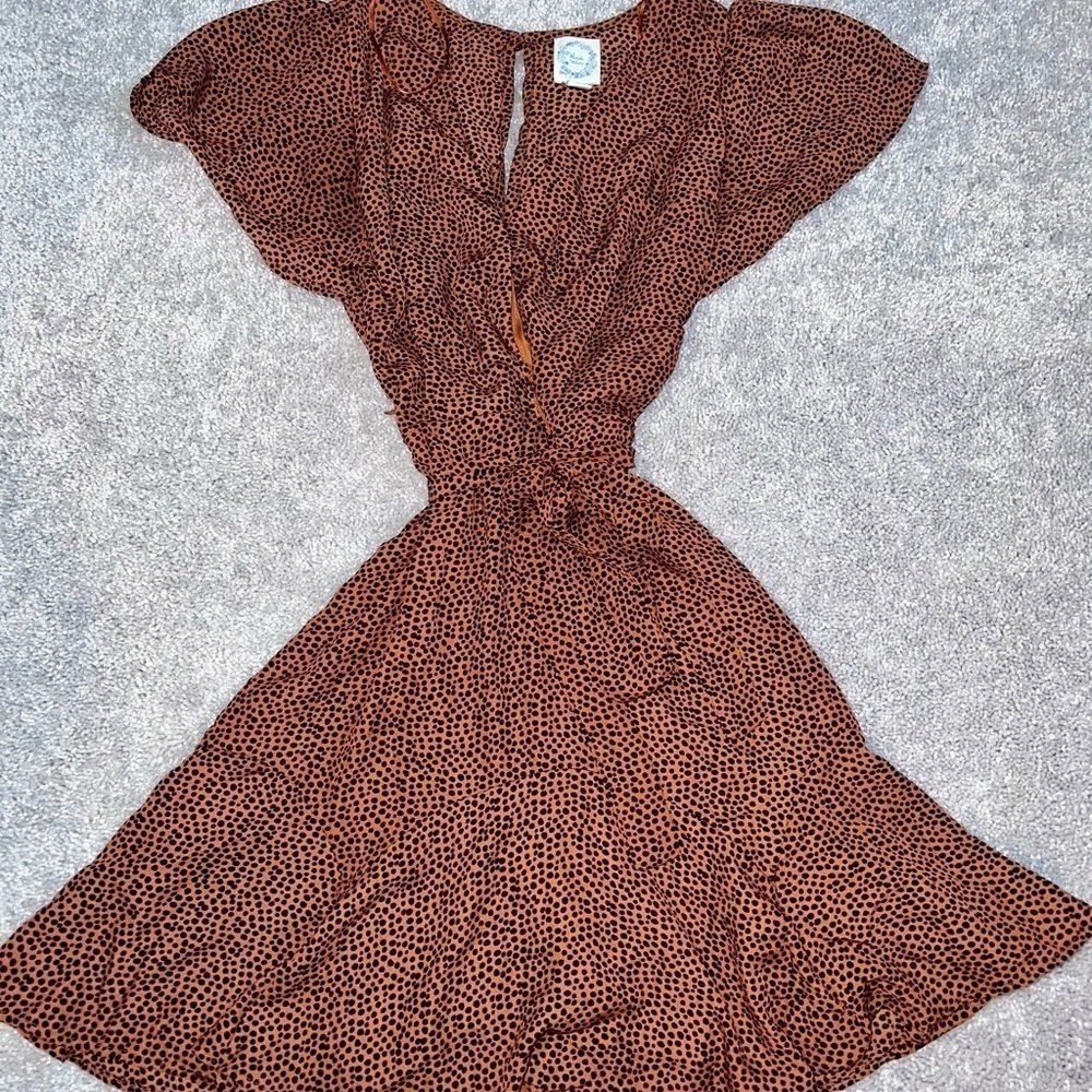 Polka Dot Flutter Short Sleeve Dress